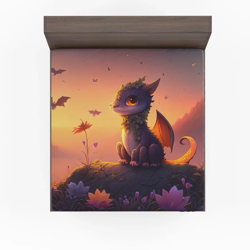 Dragon at Magical Sunrise Fitted Sheet