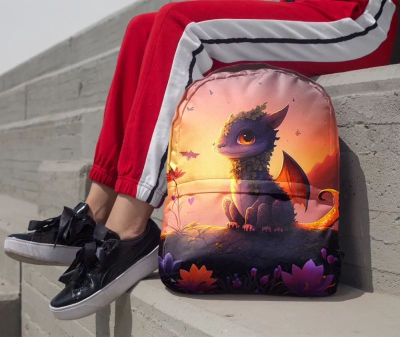 Dragon at Magical Sunrise Minimalist Backpack 1