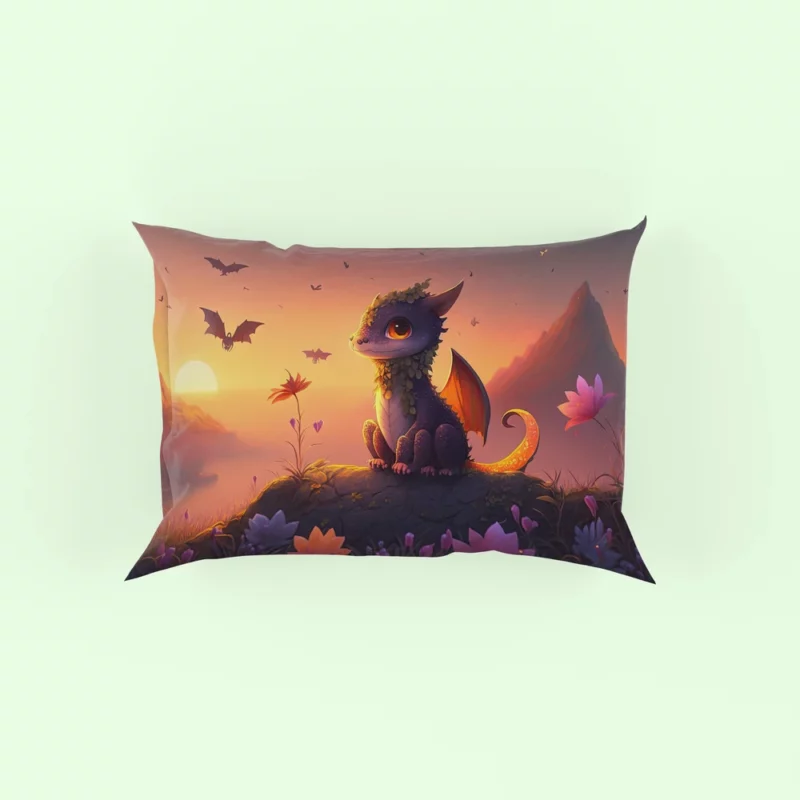 Dragon at Magical Sunrise Pillow Case