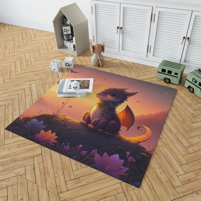 Dragon at Magical Sunrise Rug 1