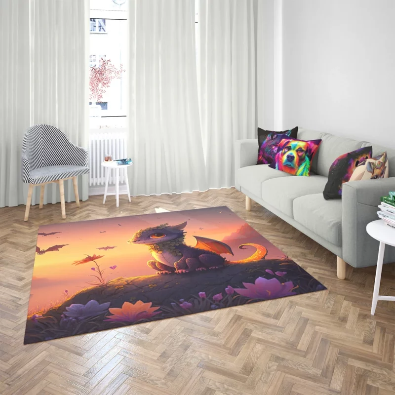 Dragon at Magical Sunrise Rug 2