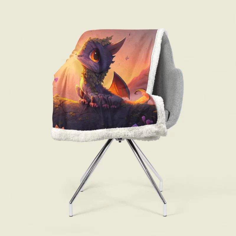 Dragon at Magical Sunrise Sherpa Fleece Blanket 1