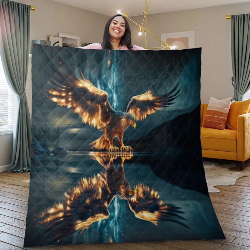 Eagle Digital Artwork Quilt Blanket