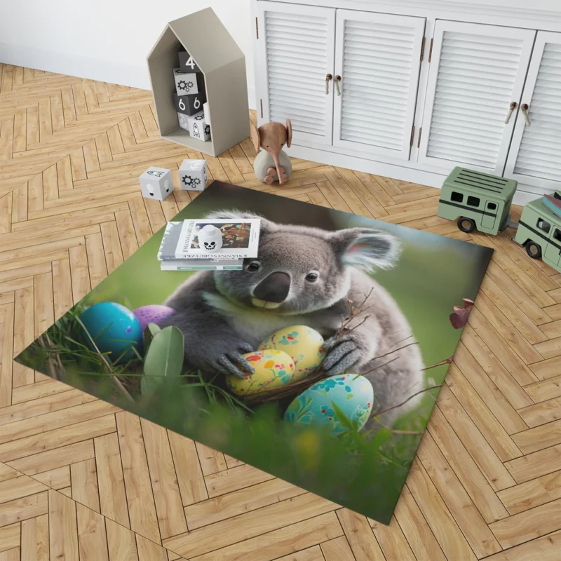 Easter Koala With Eggs Rug 1