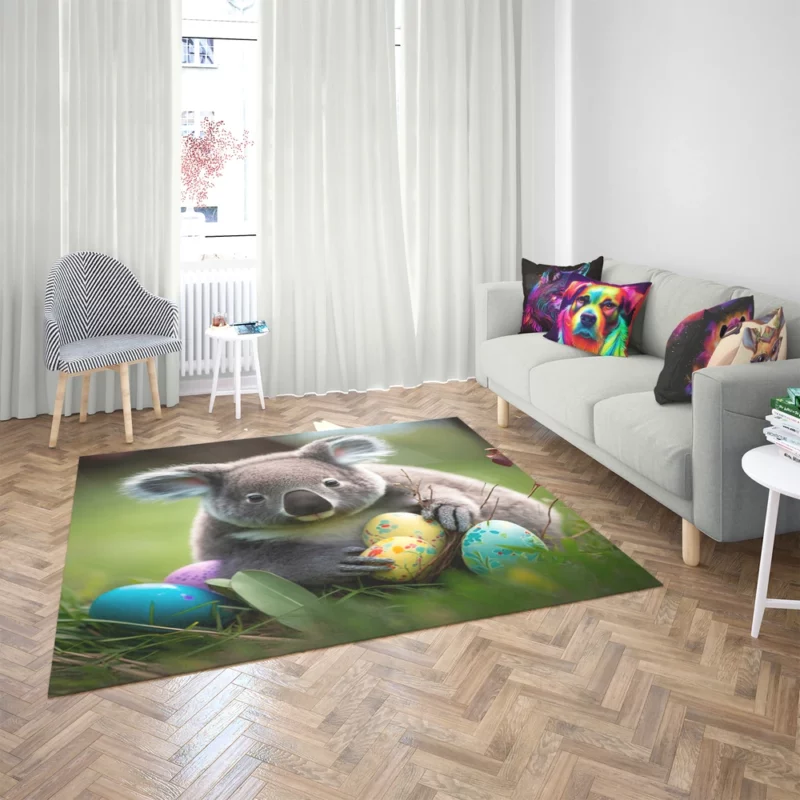 Easter Koala With Eggs Rug 2