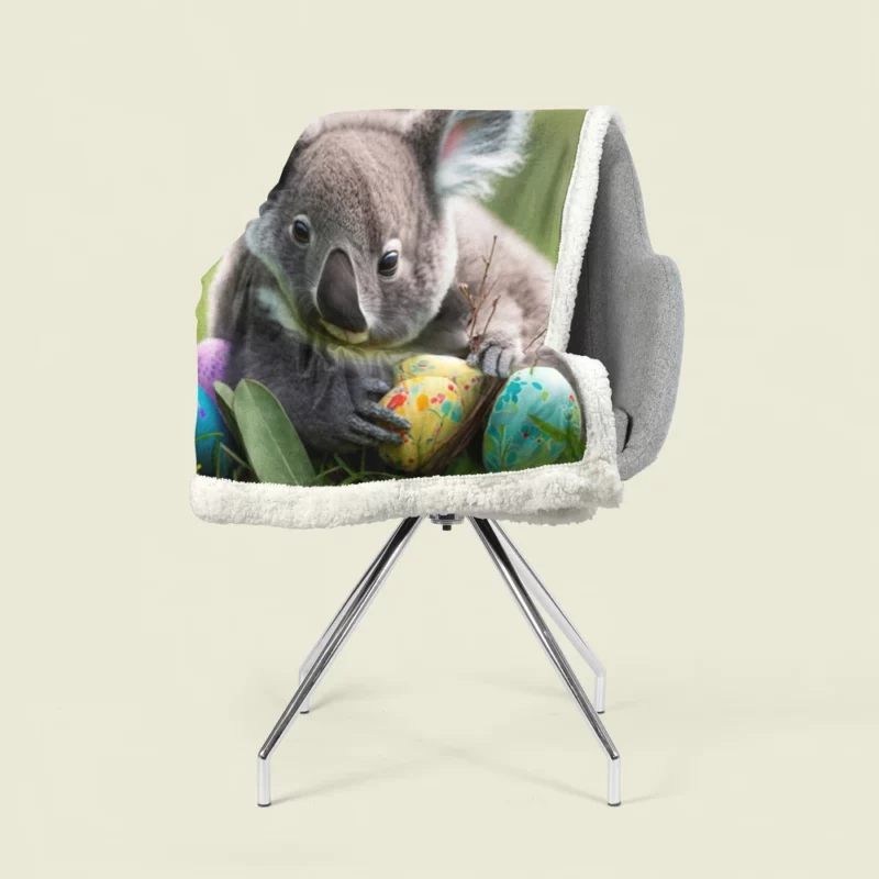 Easter Koala With Eggs Sherpa Fleece Blanket 1