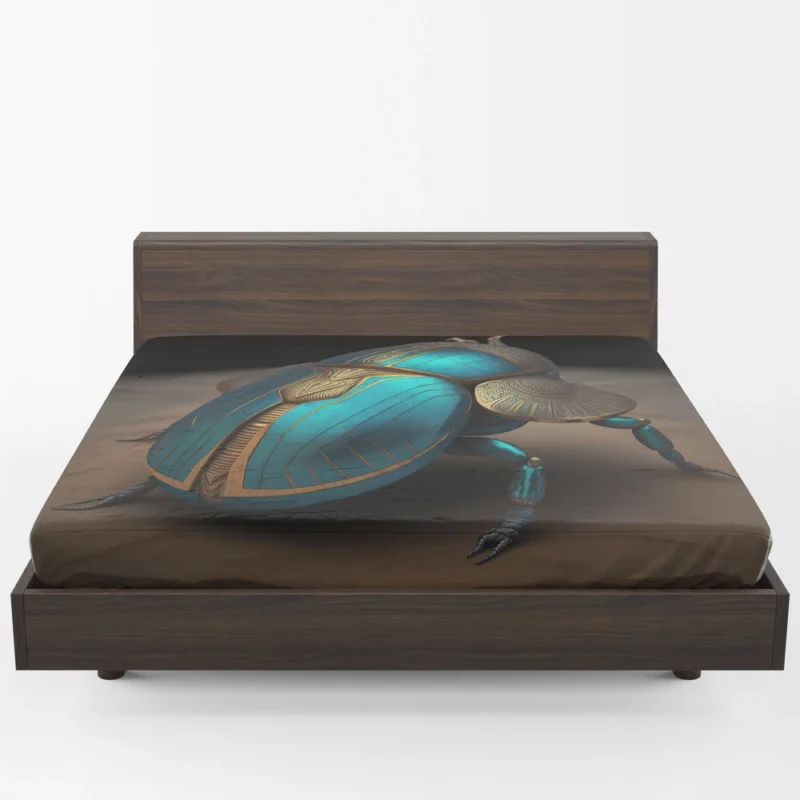 Egyptian Scarab Beetle Art Fitted Sheet 1