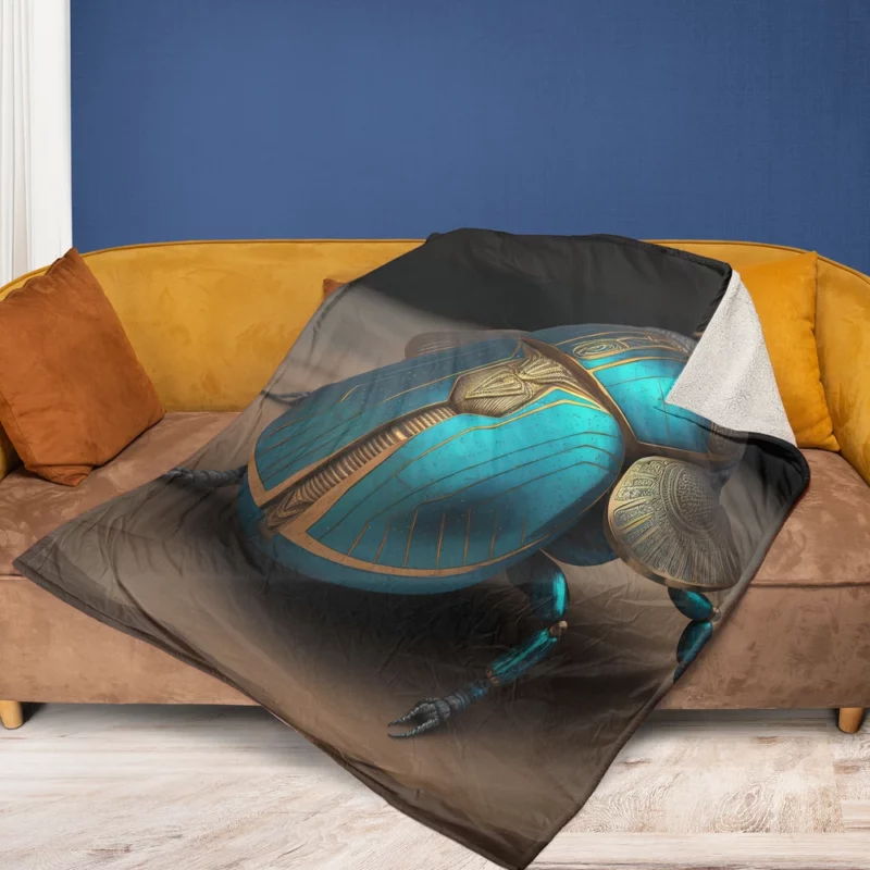 Egyptian Scarab Beetle Art Fleece Blanket 1