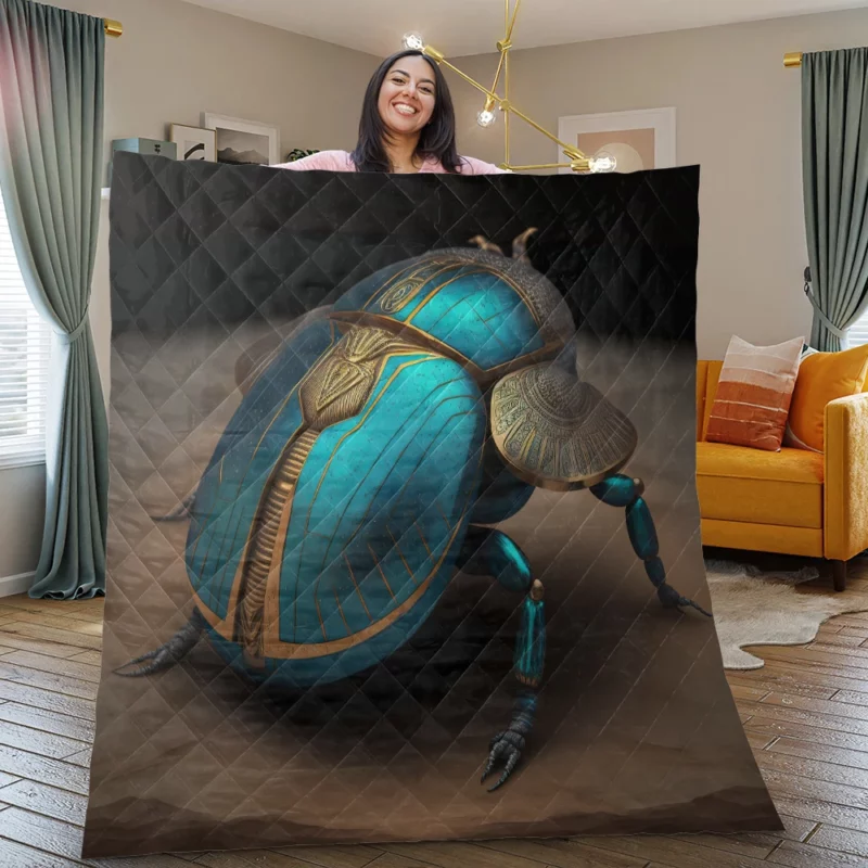 Egyptian Scarab Beetle Art Quilt Blanket