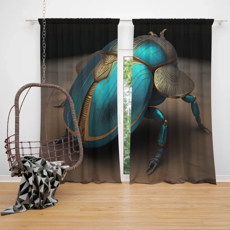 Egyptian Scarab Beetle Art Window Curtain