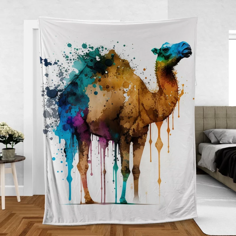 Eid Painting of Camels Fleece Blanket