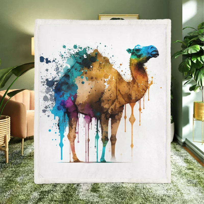 Eid Painting of Camels Sherpa Fleece Blanket