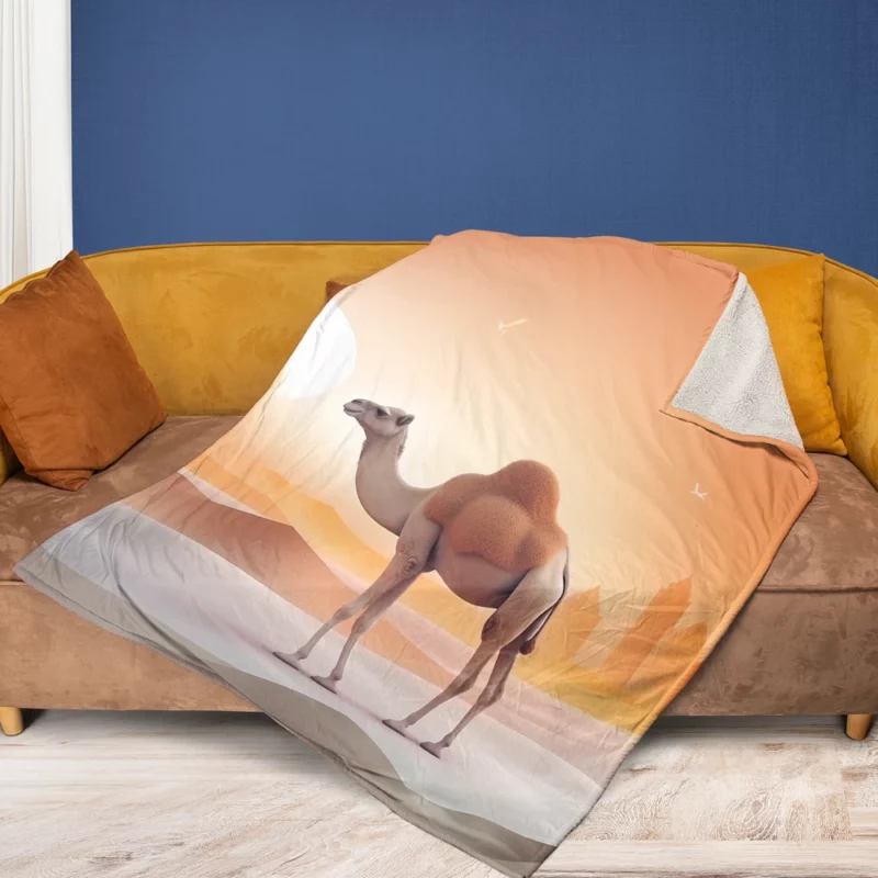 Eid al-Adha Camel Artwork Fleece Blanket 1