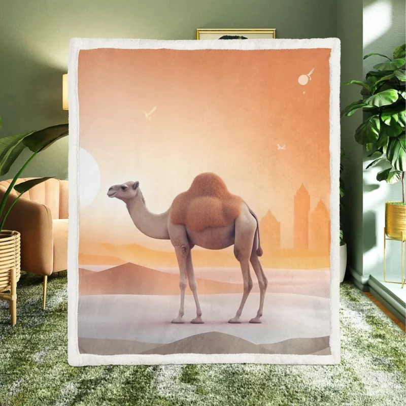 Eid al-Adha Camel Artwork Sherpa Fleece Blanket