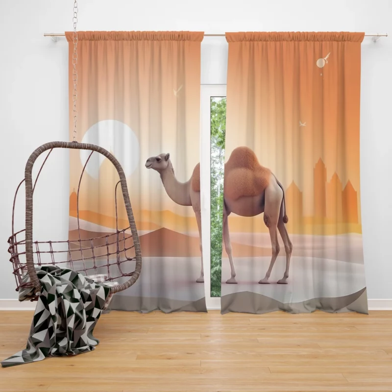 Eid al-Adha Camel Artwork Window Curtain