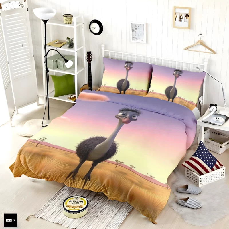 Elegant Emu in Pink Sky Bedding Set