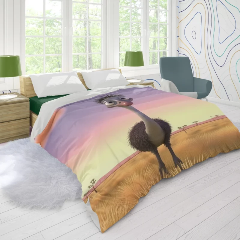 Elegant Emu in Pink Sky Duvet Cover