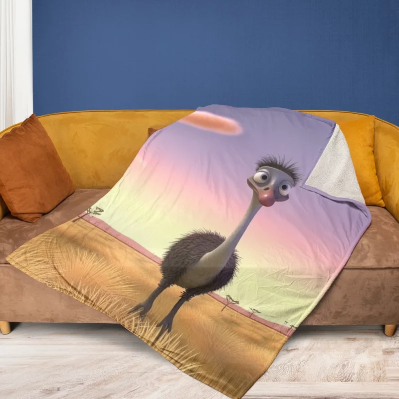 Elegant Emu in Pink Sky Fleece Blanket 1