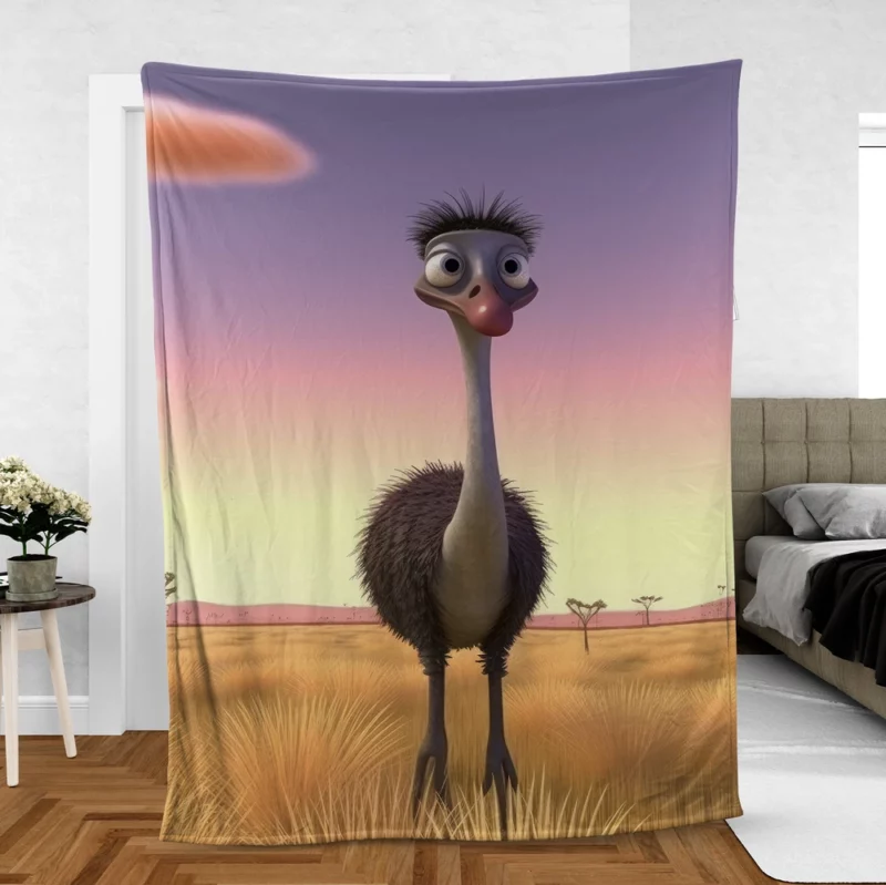 Elegant Emu in Pink Sky Fleece Blanket