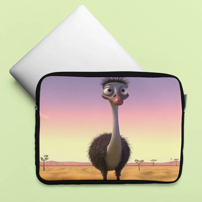 Elegant Emu in Pink Sky Laptop Sleeve