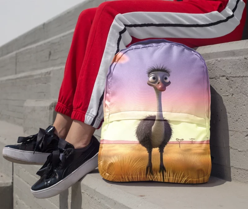 Elegant Emu in Pink Sky Minimalist Backpack 1