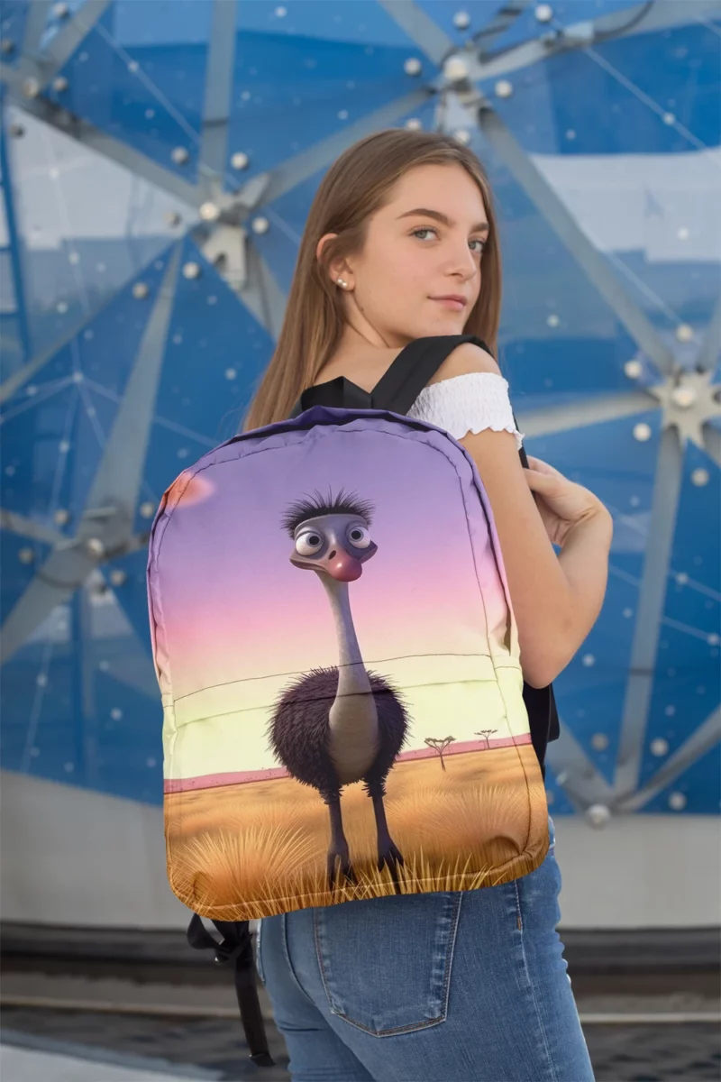 Elegant Emu in Pink Sky Minimalist Backpack 2