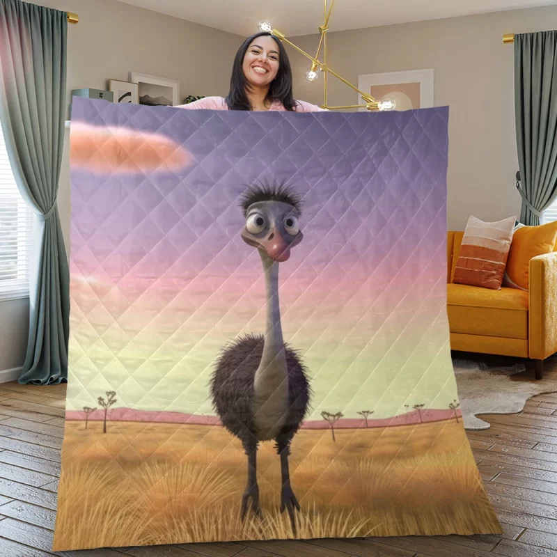 Elegant Emu in Pink Sky Quilt Blanket