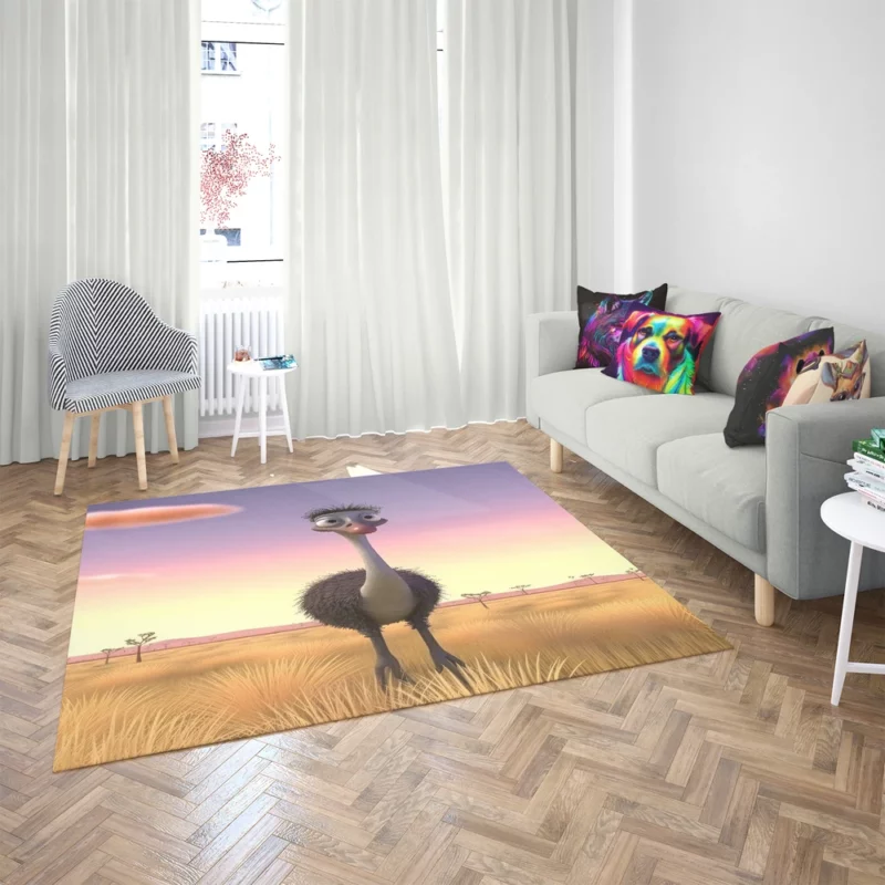 Elegant Emu in Pink Sky Rug 2