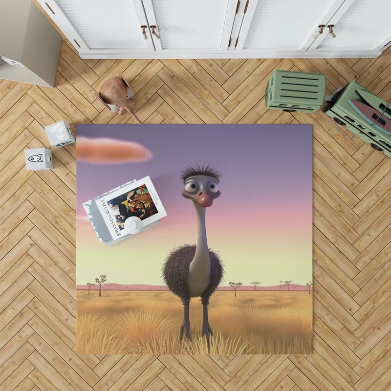 Elegant Emu in Pink Sky Rug