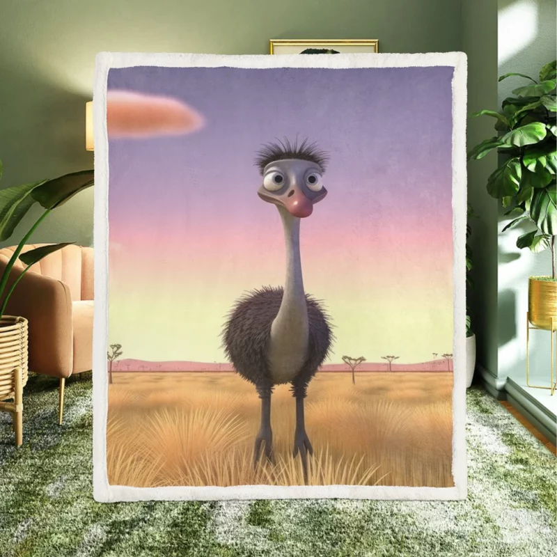 Elegant Emu in Pink Sky Sherpa Fleece Blanket