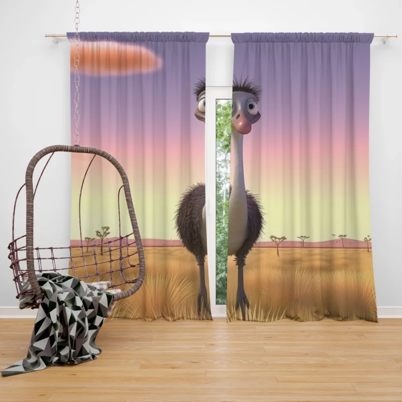 Elegant Emu in Pink Sky Window Curtain