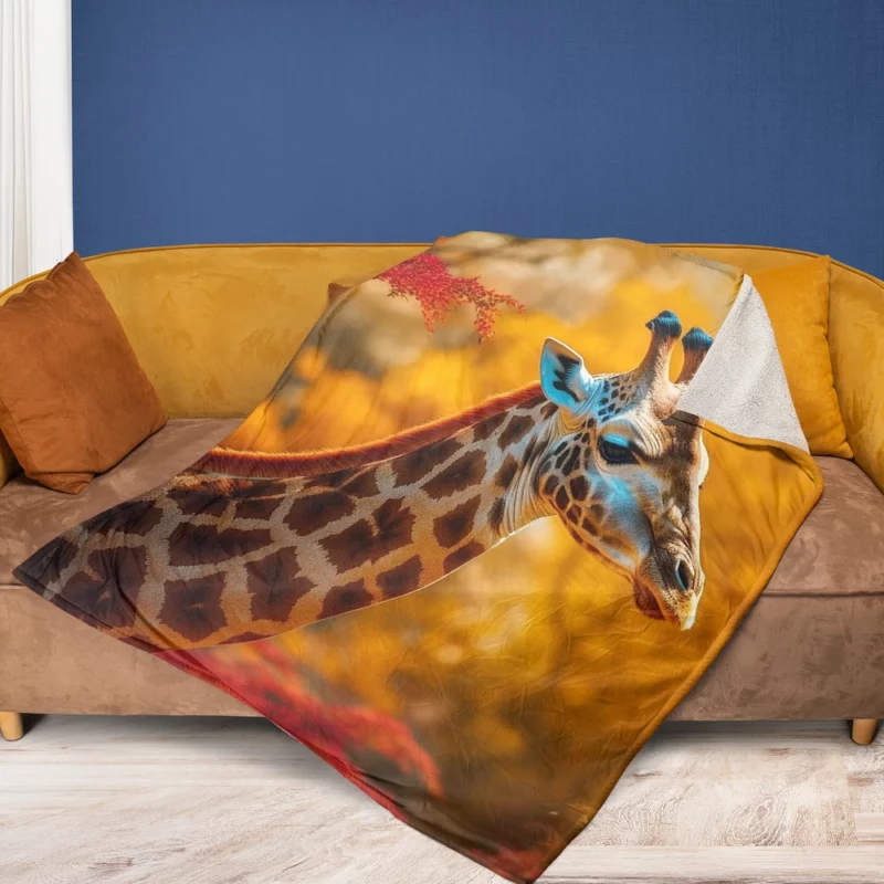 Elegant Giraffe Generated by AI Fleece Blanket 1