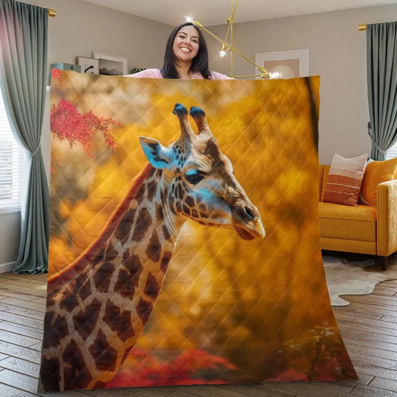 Elegant Giraffe Generated by AI Quilt Blanket