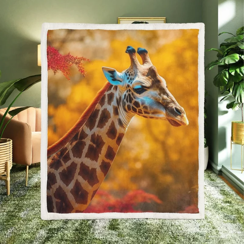 Elegant Giraffe Generated by AI Sherpa Fleece Blanket