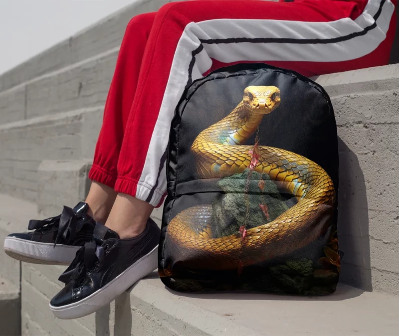 Elegant King Cobra Artwork Minimalist Backpack 1