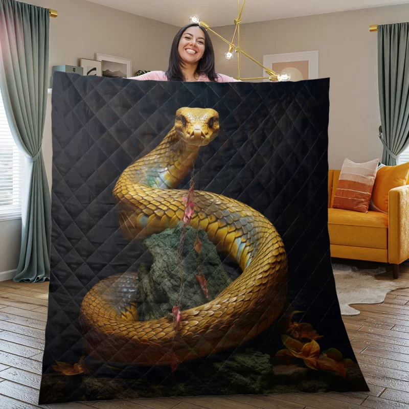 Elegant King Cobra Artwork Quilt Blanket