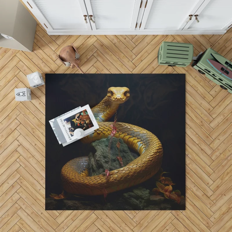 Elegant King Cobra Artwork Rug