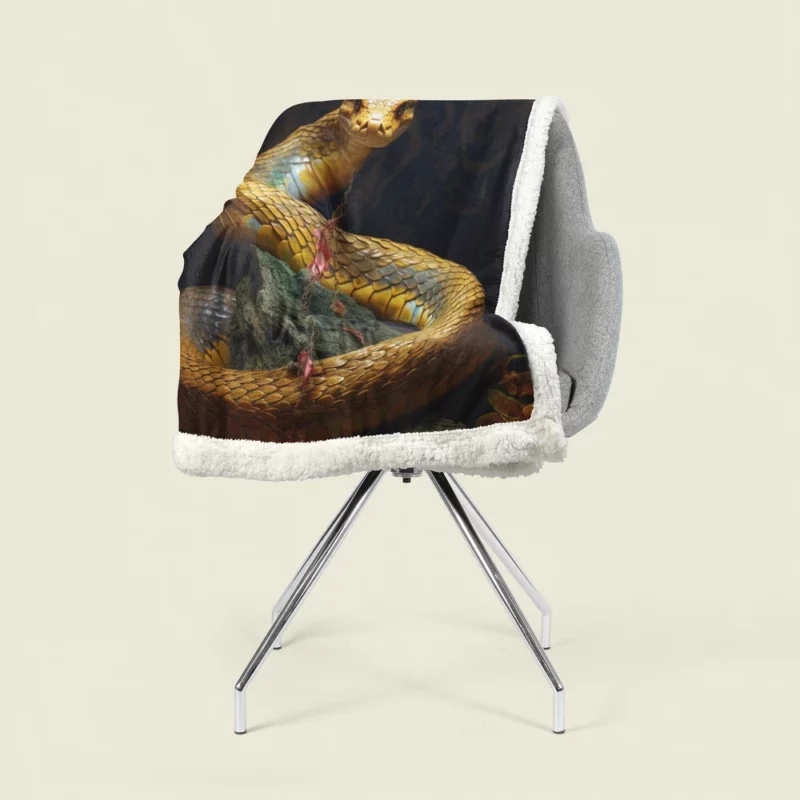 Elegant King Cobra Artwork Sherpa Fleece Blanket 1