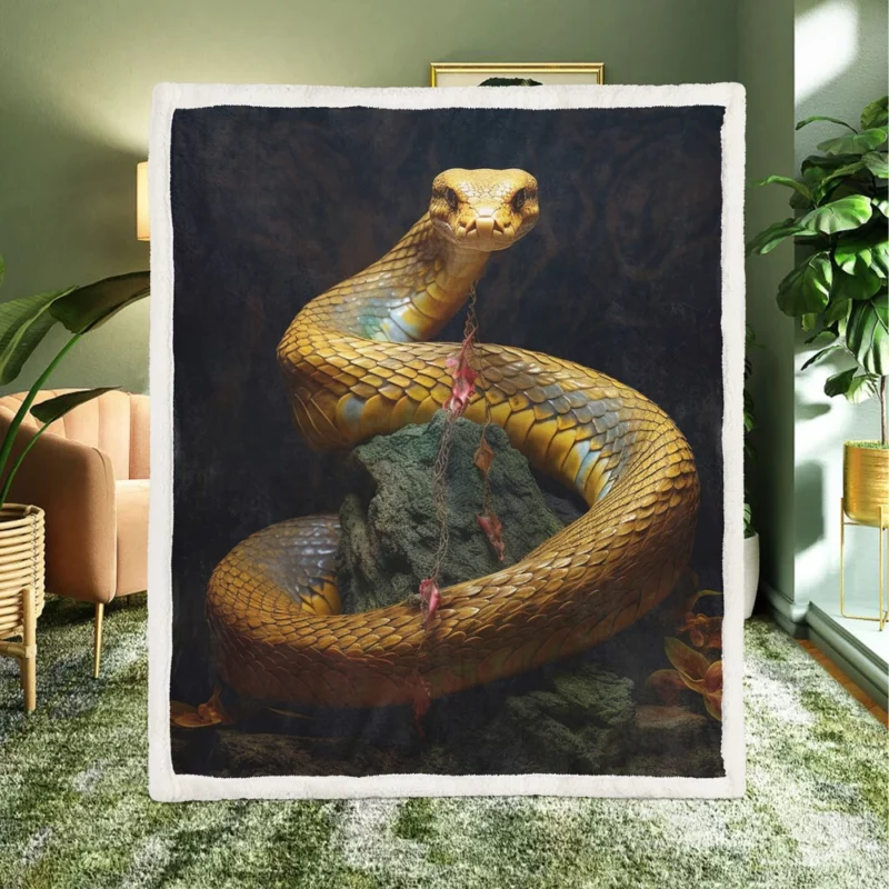 Elegant King Cobra Artwork Sherpa Fleece Blanket