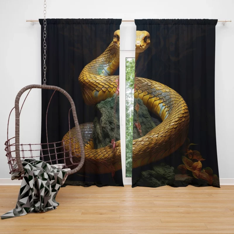 Elegant King Cobra Artwork Window Curtain