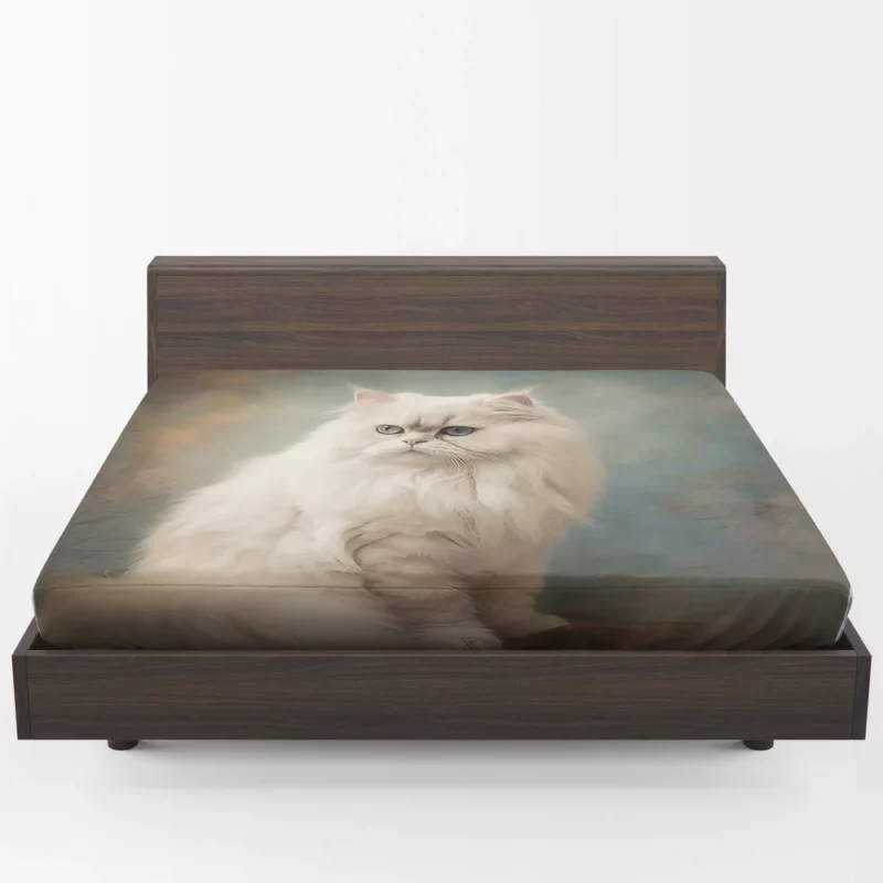 Elegant White Cat Fitted Sheet 1