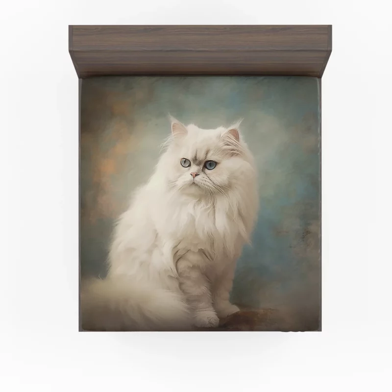 Elegant White Cat Fitted Sheet