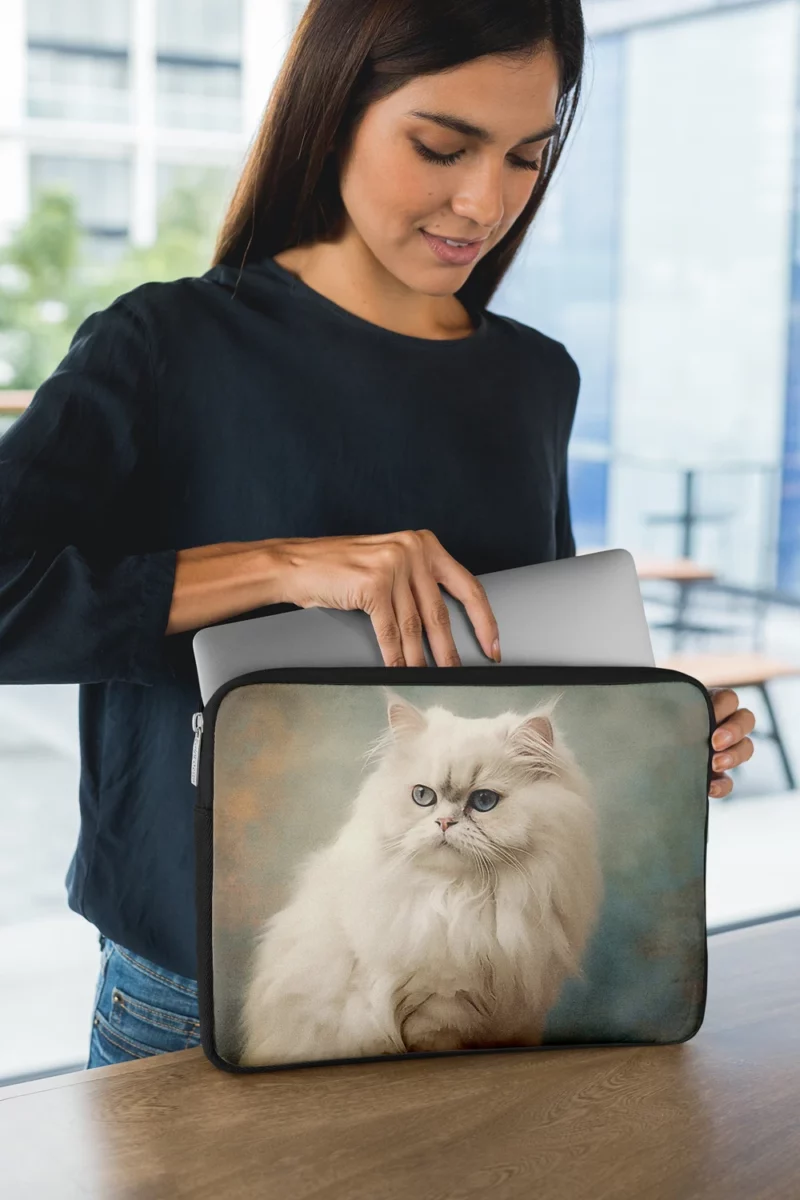 Elegant White Cat Laptop Sleeve 1