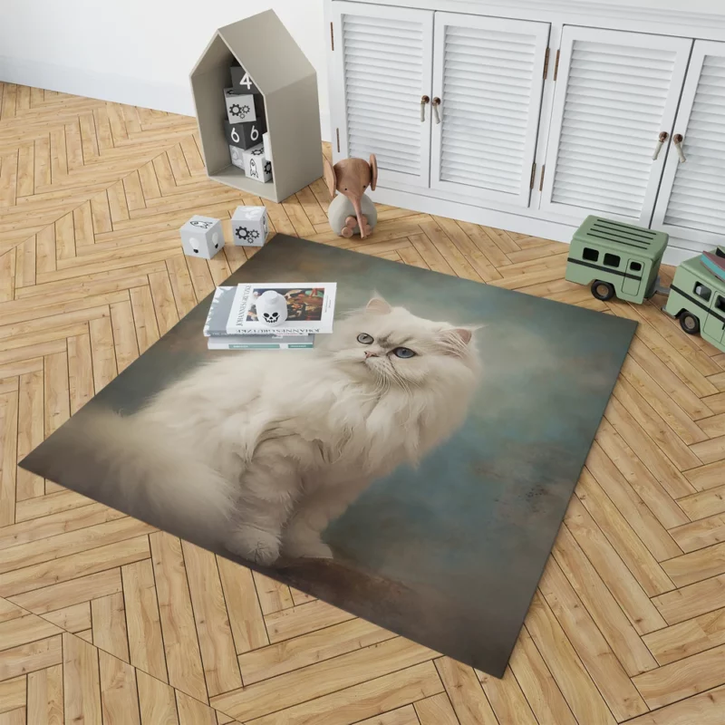 Elegant White Cat Rug 1