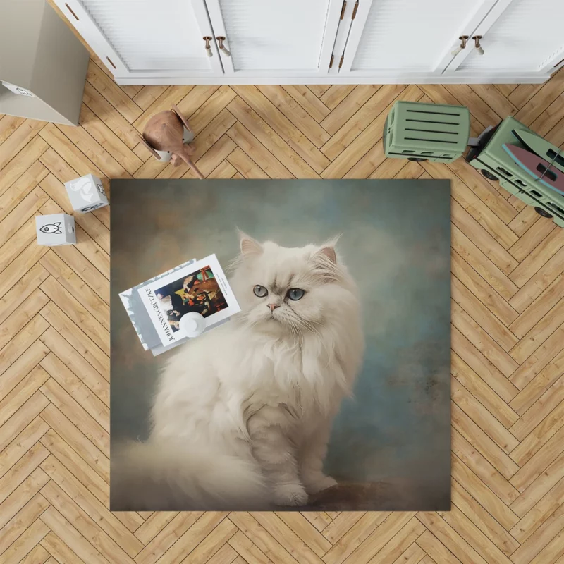 Elegant White Cat Rug