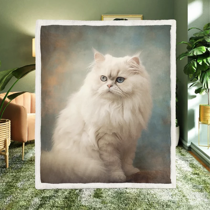 Elegant White Cat Sherpa Fleece Blanket