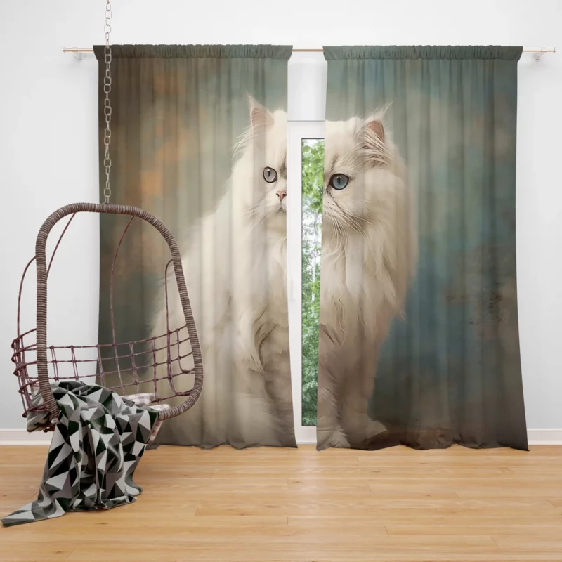 Elegant White Cat Window Curtain