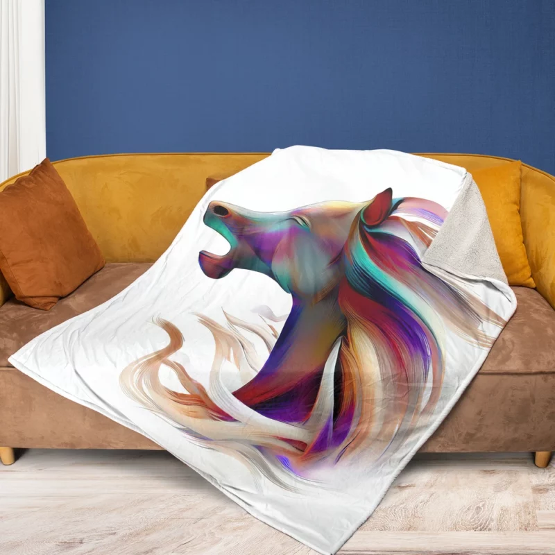 Elegant White Horse Fleece Blanket 1