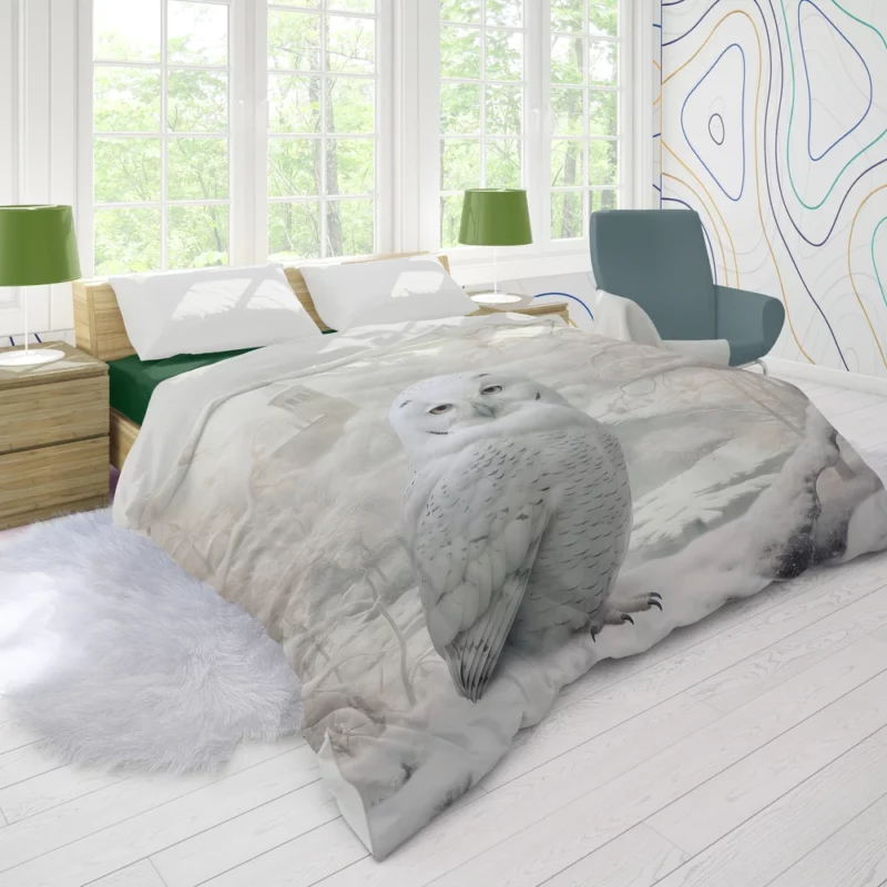 Elegant White Snowy Owl Duvet Cover