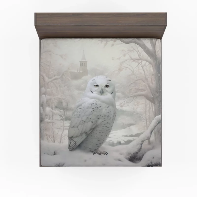 Elegant White Snowy Owl Fitted Sheet